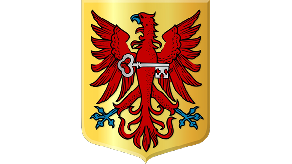 Wapen gemeente Apeldoorn - in kleur op transparante achtergrond - 600 * 337 pixels 
